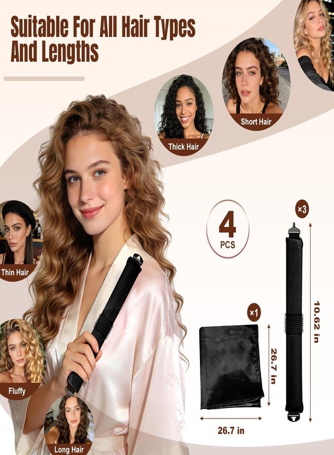 TULOBI 3 Pcs Heatless Curls Overnight - Upgraded Velvet Heatless Hair Curler with Velcro Fastener, Overnight Jumbo Blowout Rods, Hair Curlers to Sleep in for All Hair Types (Black) - Image 5